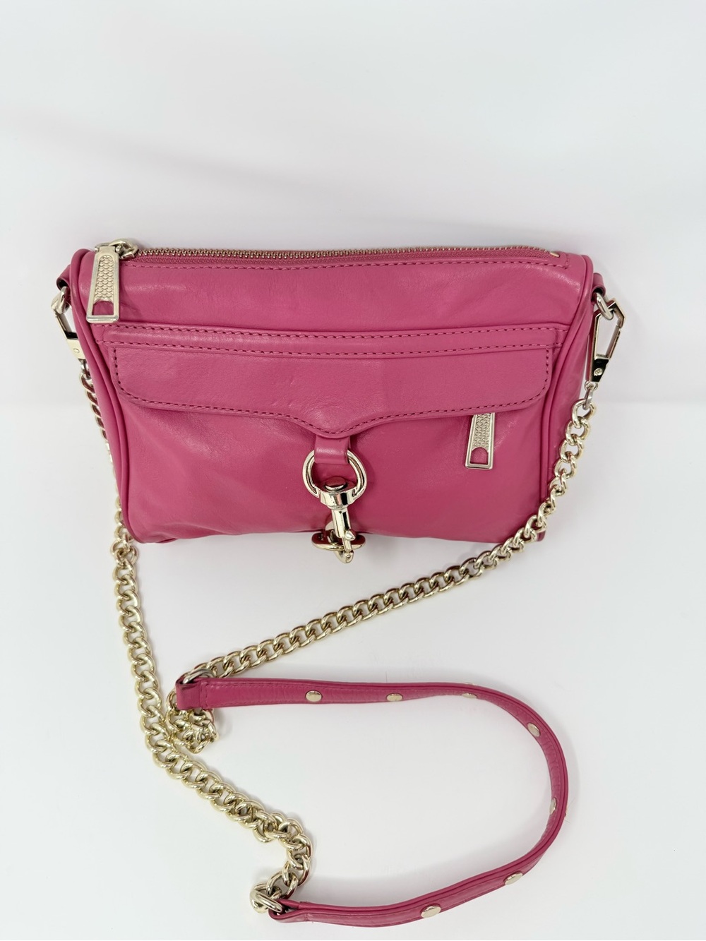 Rebecca Minkoff Mini M.A.C. crossbody bag in a berry or raspberry color - Picture 2 of 12
